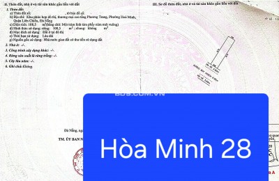 Bán đất đường Hoà Minh 28 - DT: 108,5m2 - Ngay Nguyễn Sinh Sắc